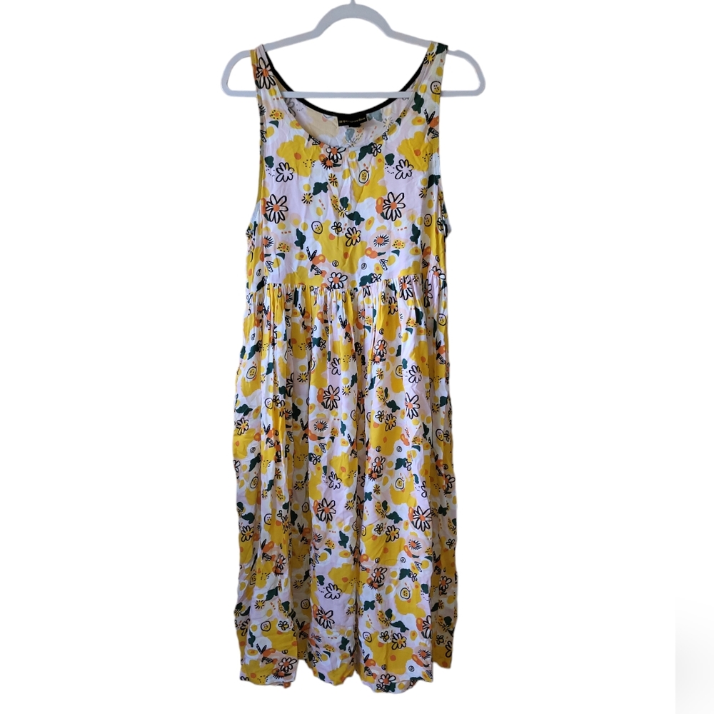 Nooworks Naomi Yellow Floral Midi Dress